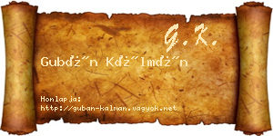 Gubán Kálmán névjegykártya